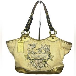 Coach Limited Edition Tattoo Skull Pegasus Canvas Large Tote